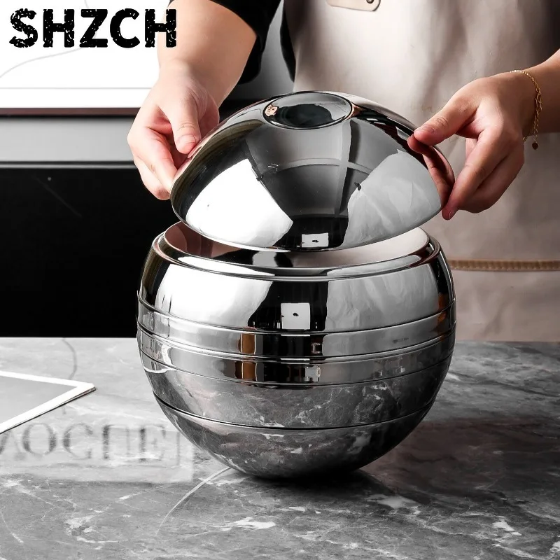 304 Stainless Steel Bowl Set Minimalist Artistic Dinner Plate Heat Resistant Anti-scalding Bowls Modern Kitchenware Dining