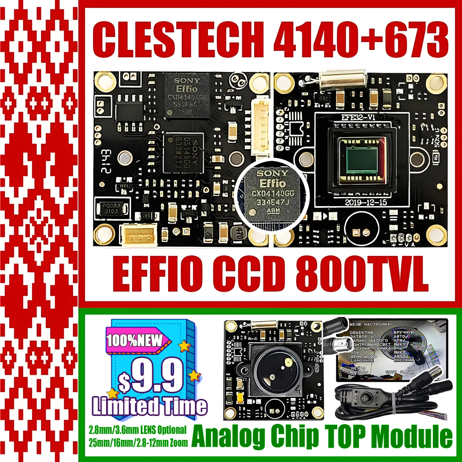 CLESTacétone Effio-Carte de circuit analogique pour caméra de vidéosurveillance SONY Tech, Microscope à câble OSD, permission DIY, CCD 4140 + 673,