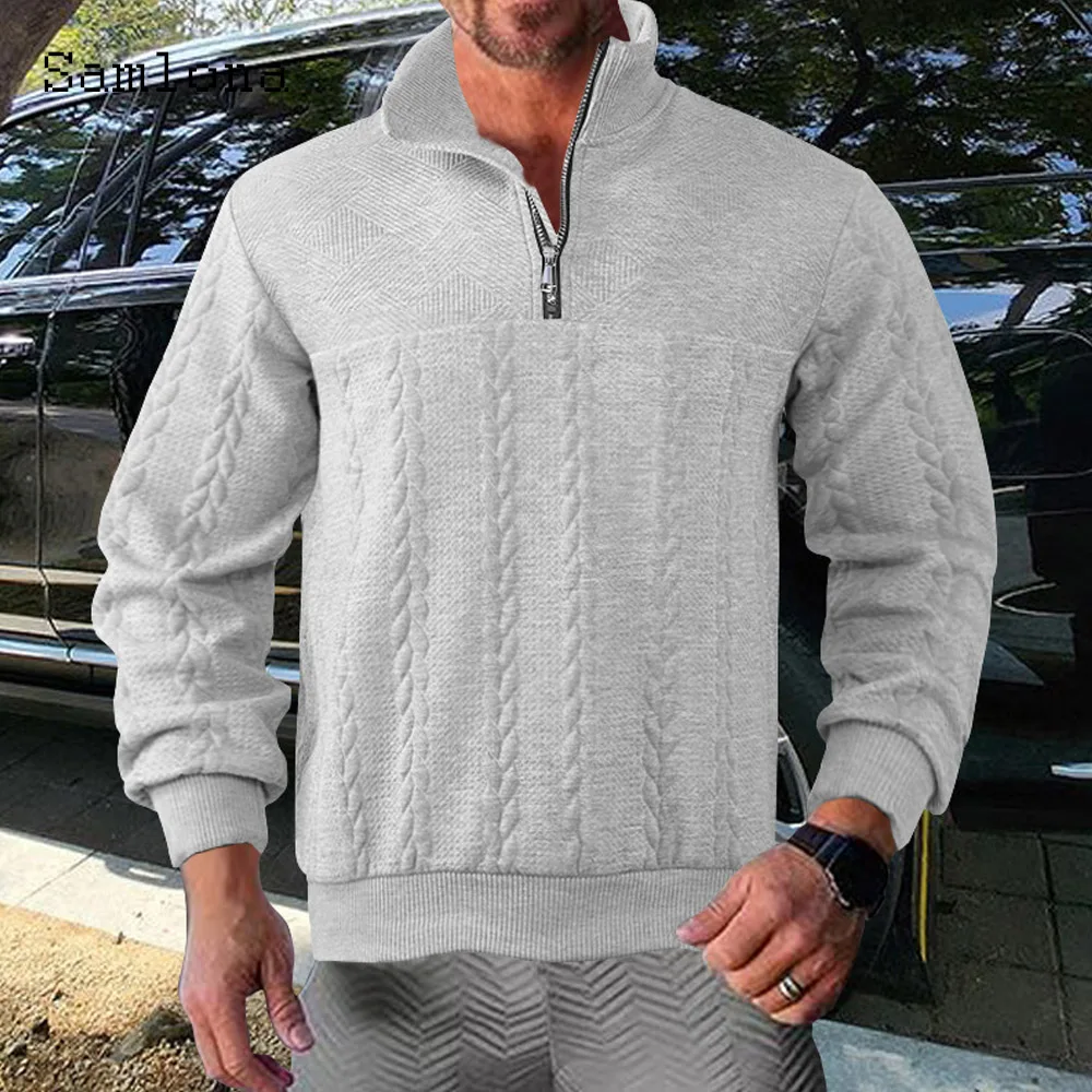 

Mens Casual Knit Sweatshirts Autumn Winter Pullovers Men Long Sleeves Baisc Tops 2024 Europe Style Fashion Zipper Sweatshirt New