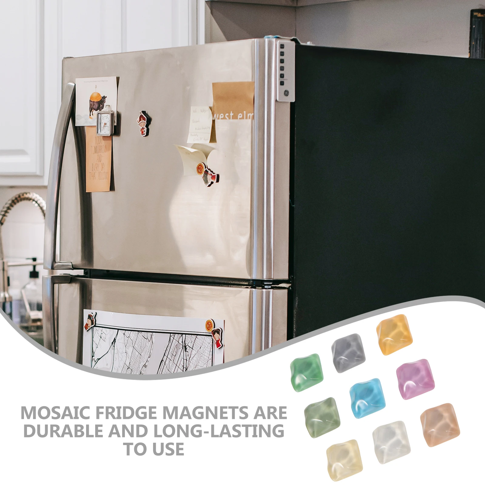

9pcs Mosaic Fridge Magnets Decorative Refrigerator Magnets For Home Kitchen Acrylic Irregular Shaped Magnet Ornaments