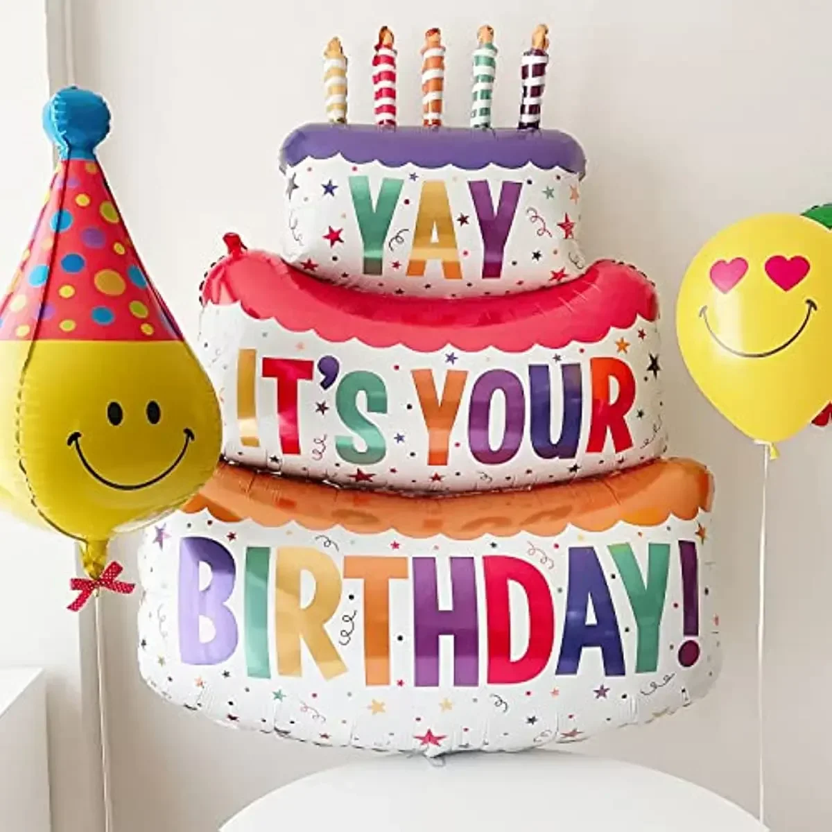 1PC 102x63cm Colorful Cake Foil Balloons Printed IT\'S YOUR BIRTHDAY Three-Layer Mylar Helium  Birthday Party Supplies