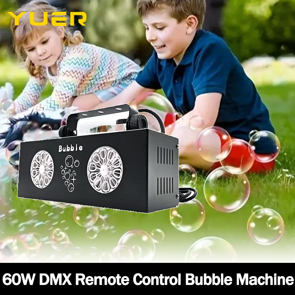 

YUER 60W Bubble Machine Audience Stage Bubbles DMX512 Remote Control for Wedding Birthday Party celebrations Club DJ Disco