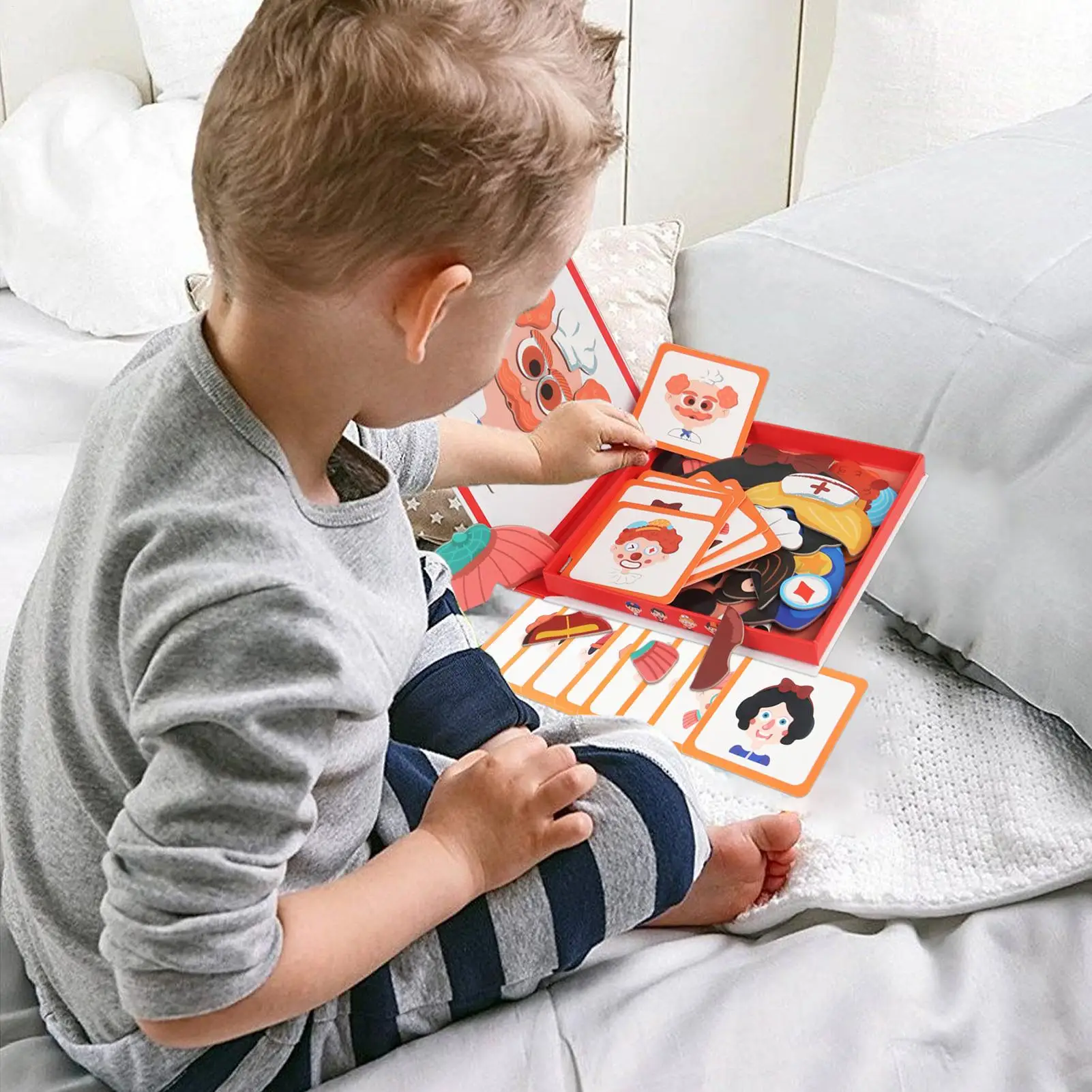 Magnetic Puzzle Sensory Wooden Travel Magnetic Stickers Jigsaw Matching Puzzle Board Educational Learning Game For Home Car