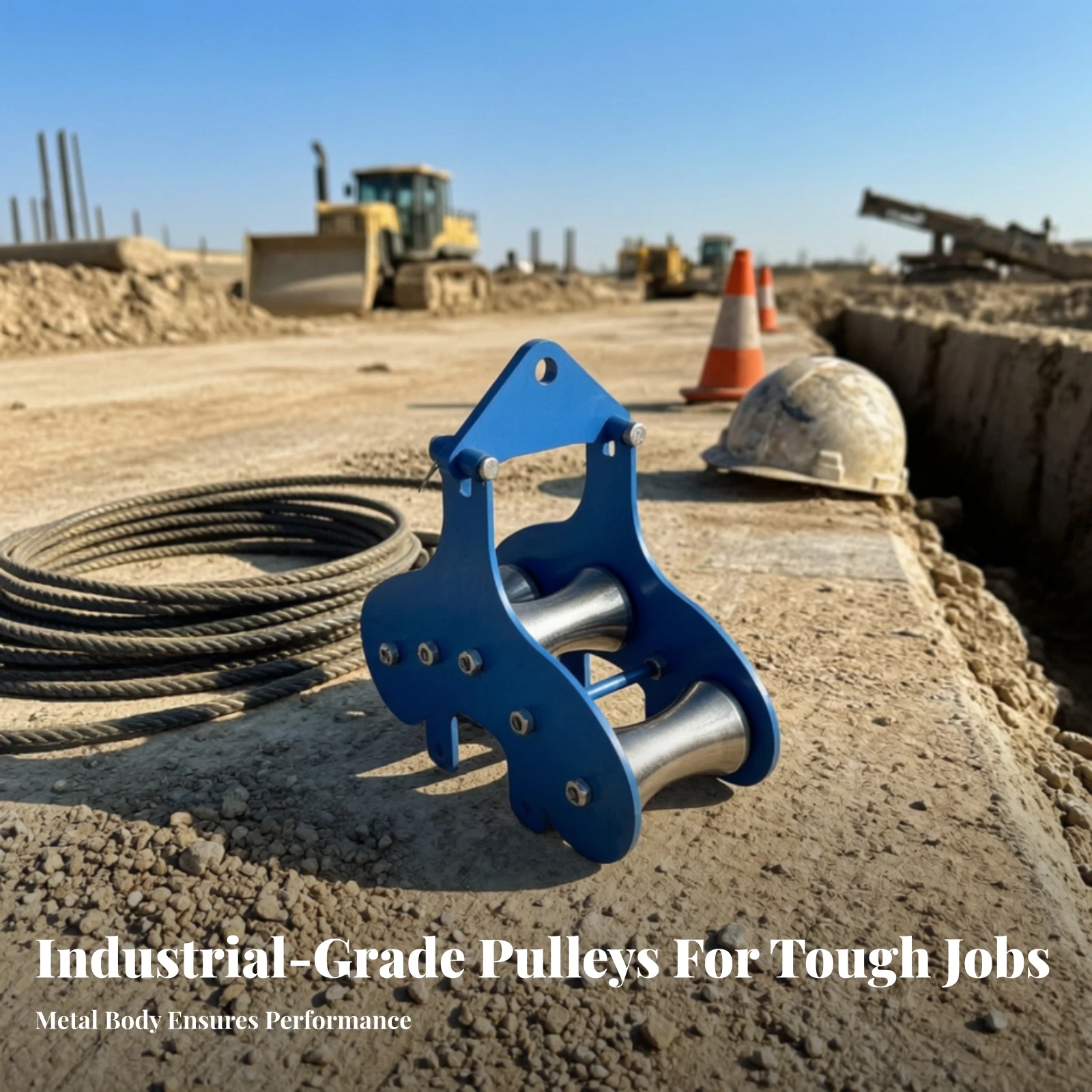 Cable Laying Pulley Heavy-Duty Cable Guide Pulley Wire Pulling Sheave Metal-Framed Low-Friction for Electricians view 3