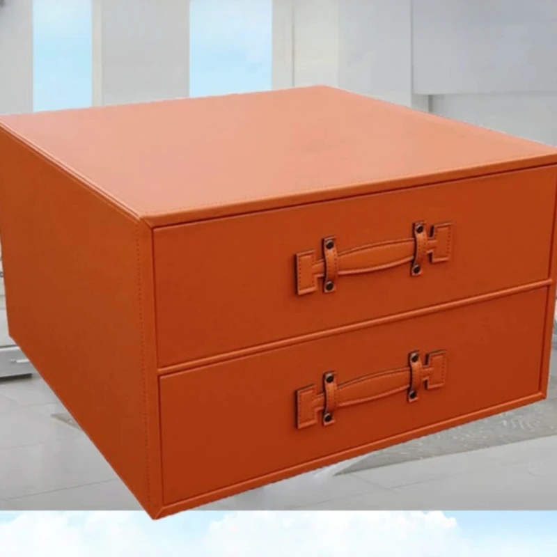 

Leather two-layer drawer cabinet sorting and storage box creative children's wardrobe and cloakroom