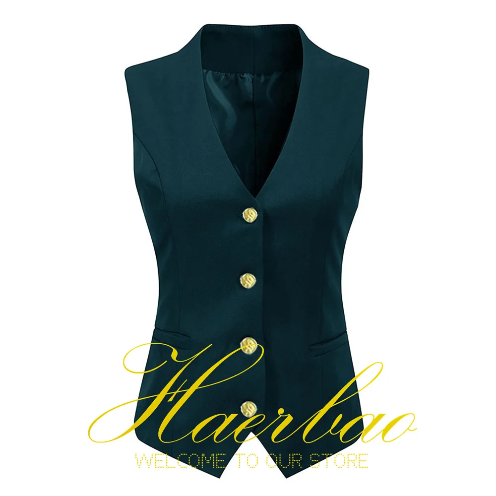 Women\'s V-Neck Sleeveless Jacket, Lady Waistcoat, Formal Vest, Office Work Wear, Business, Custom Color