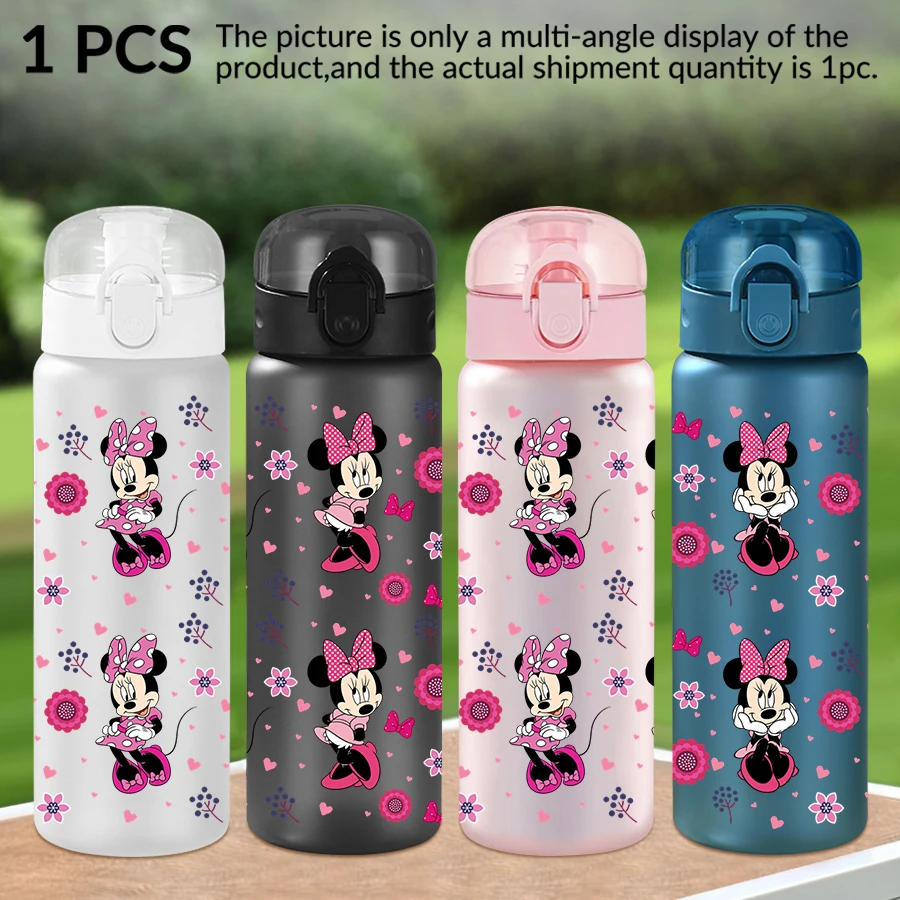 

1 шт., пластиковая бутылка для воды Disney, Минни, цветочный узор, 26 унций, чашка для воды для занятий спортом на открытом воздухе, подарок на день рождения/сзад в школу