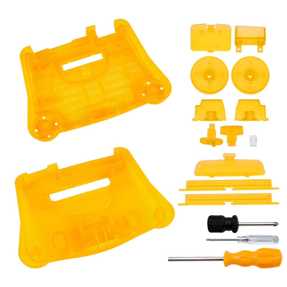 Carcasa de repuesto naranja transparente, 11 colores, para consola Retro N64, caja translúcida para accesorios N64