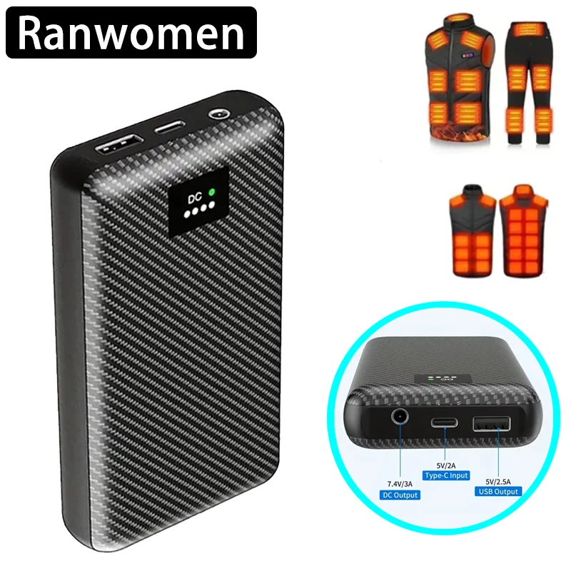 Powerbank 40000mAh Portable Heating Mobile Power Supply for Heating Vest Jacket Gloves Electric Heating Equipment DC Power Bank