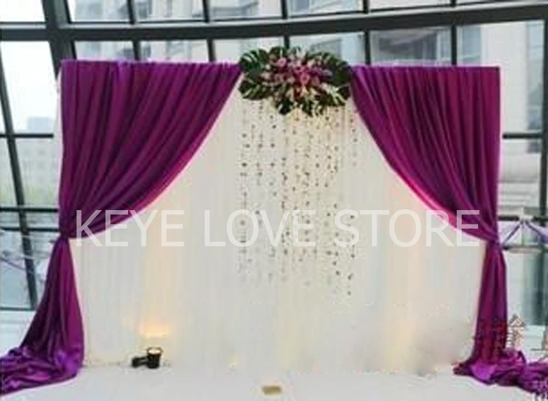 

10x10ft Purple White Ice Silk Stage Background For Event Party Decoration Wedding Backdrop Curtain Mariage Photo Booth Deco