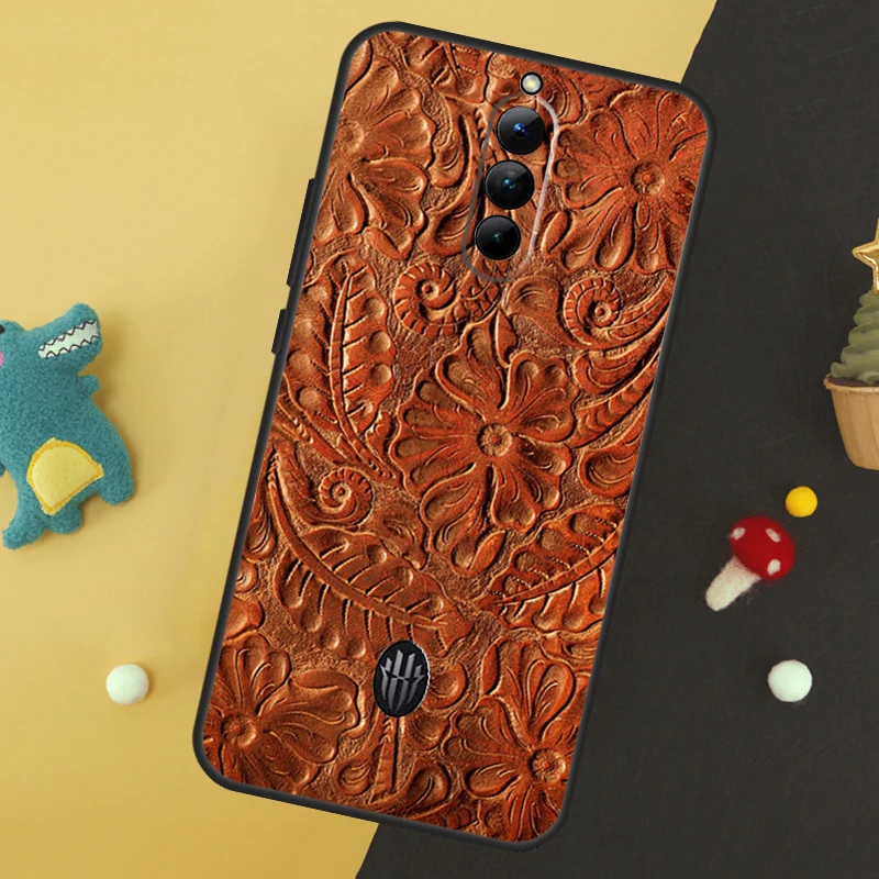Brown Hand Tooled Western Phone Case For ZTE Nubia Red Magic 9 8 8S Pro Plus 5S 6R 5G 6 7 6S 7S Pro Protective Cover image 4