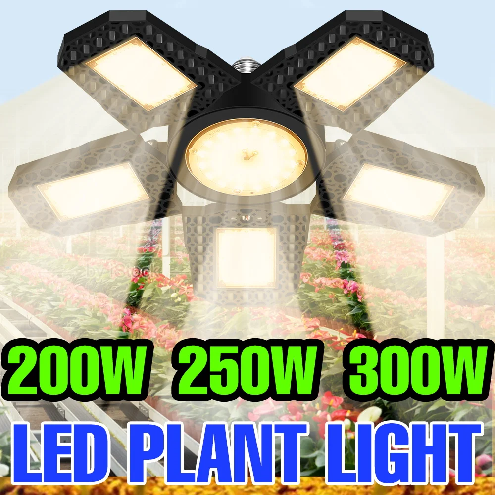 

300W Foldable LED Grow Light Bulb Full Spectrum E27 Indoor Hydroponics Lamp Greenhouse Tent Vegetable Plant Cultivation Lighting