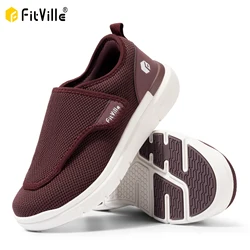 FitVille Zapatos para diabéticos extra anchos para mujer, zapatos para caminar ajustables para personas mayores, ortopédicos, pies anchos, alivio del dolor en el pie hinchado