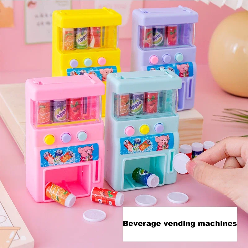 Novelty Funny Drink Vending Machine Children Play House Toys Simulation Coin Machine Drink Machine Children's Birthday Gift