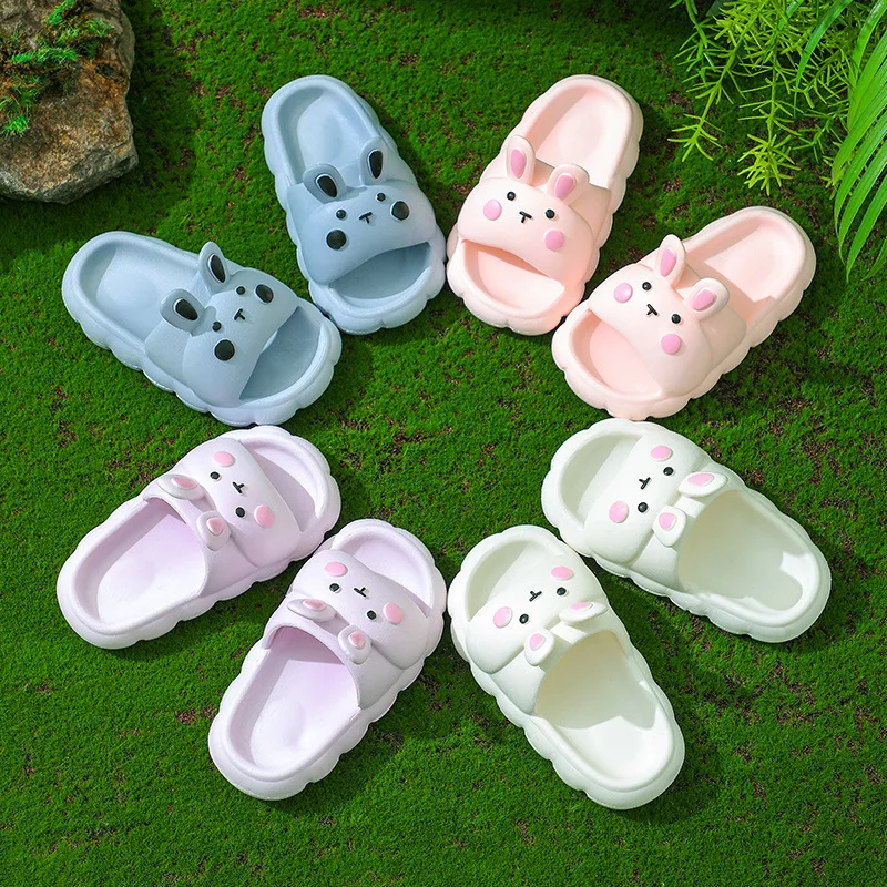 

Cute 2024 New Summer Kids Slippers Cartoon Rabbit Children Baby Soft Home Slippers Waterproof Non-slip Boys Girls Beach Shoe