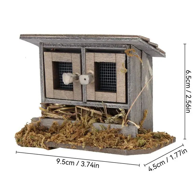 Mini gallinero de juguete, 1 unidad, miniaturas 1/12, casa de muñecas, simulación de gallinero de madera, decoración para accesorios de muñecas, 1 unidad