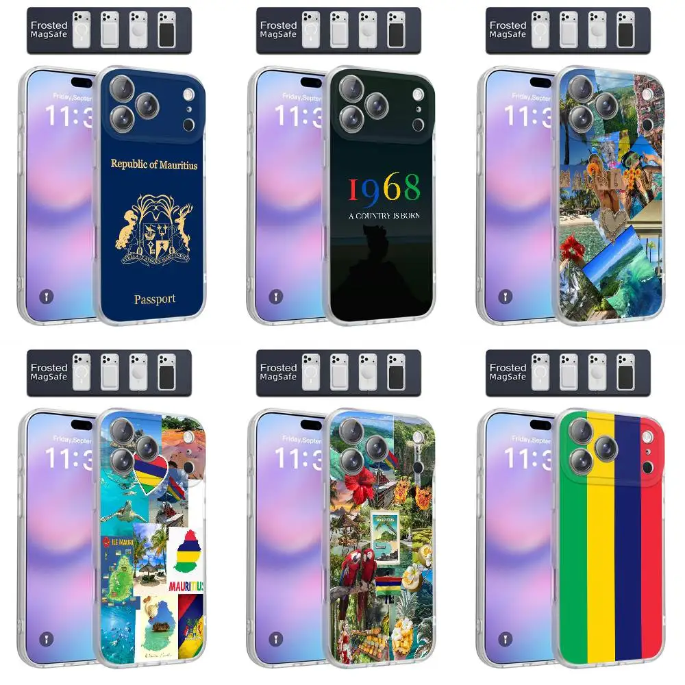

Mauritius Passport Flag Travel Phone Case For iPhone 17,16,15,14,13,12,11,Pro,Max,Plus,E,Air,Mini Magnetic Magsafe Frosted Clear