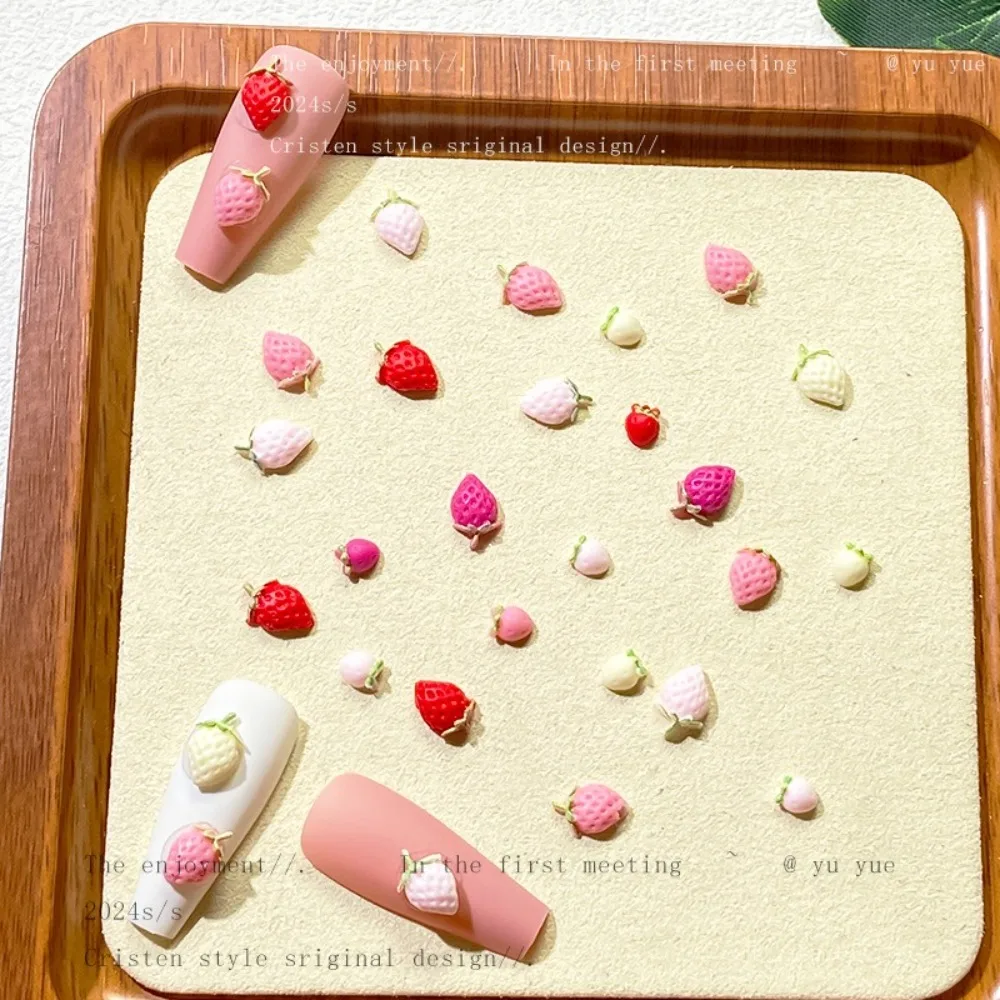 50 pezzi in resina fragola decorazioni per unghie macaron colorato cartone animato nail art charms unghie simulate artigianato adesivi per unghie fragola