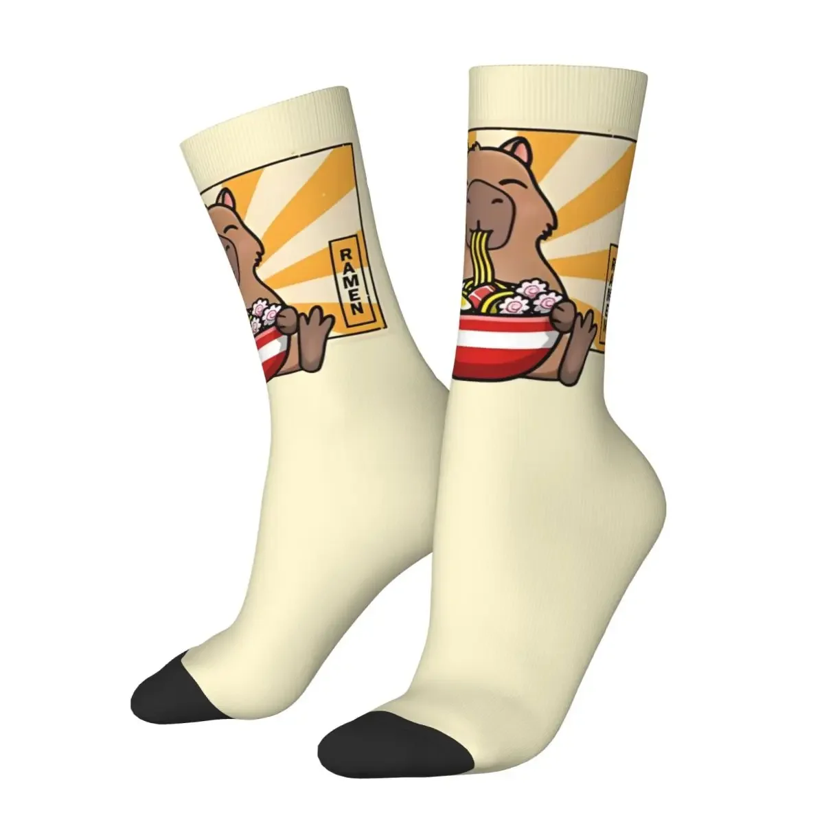 

Hip-hop Cute Capybara Noodles Soccer Socks Polyester Crew Socks for Women Men Non-slip