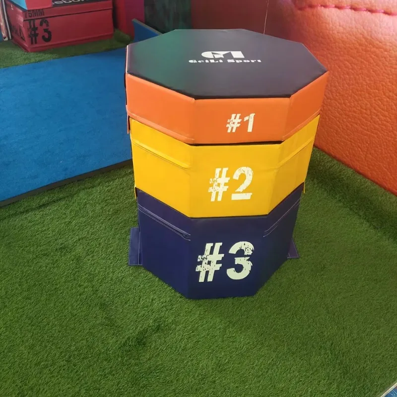 Caja de salto plyométrica/plyo de salto de espuma suave octagonal de cuero duradero, caja de salto para gimnasio Crossfit