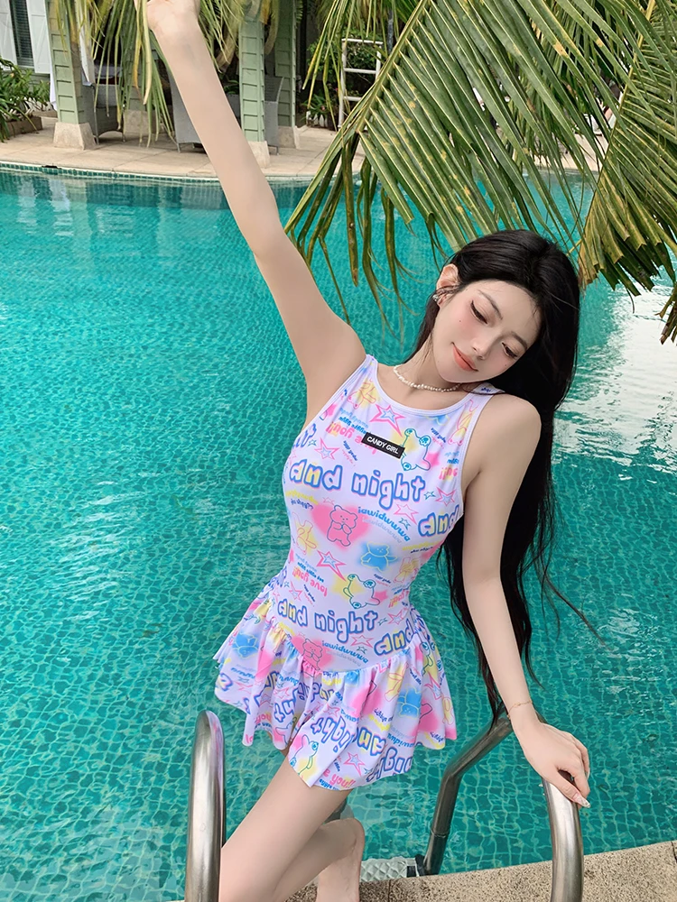 

Купальник Sweet Girl fiti для женщин: милый, скрывающий живот, стройнящий, для горячих источников, для отдыха, в стиле Dopane Student