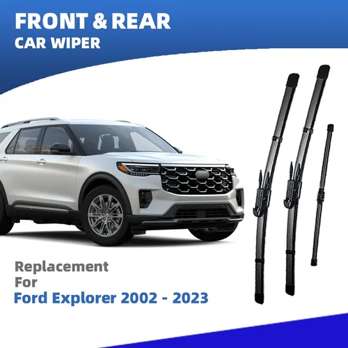 Escobillas de limpiaparabrisas delanteras y traseras LHD para Ford Explorer U152 U251 U502 U625 2002 - 2023 3 piezas accesorios de cepillo de ventana de parabrisas
