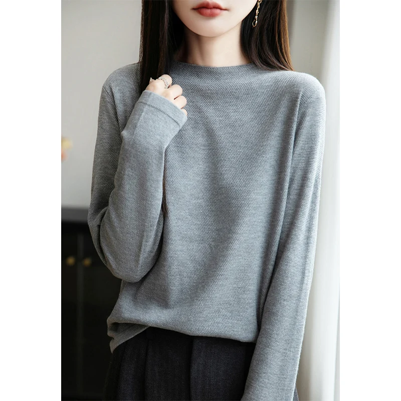 

Базовый винтажный вязаный свитер с длинными рукавами, женские дышащие теплые пуловеры с круглым вырезом, осень-зима, простая однотонная верхняя одежда