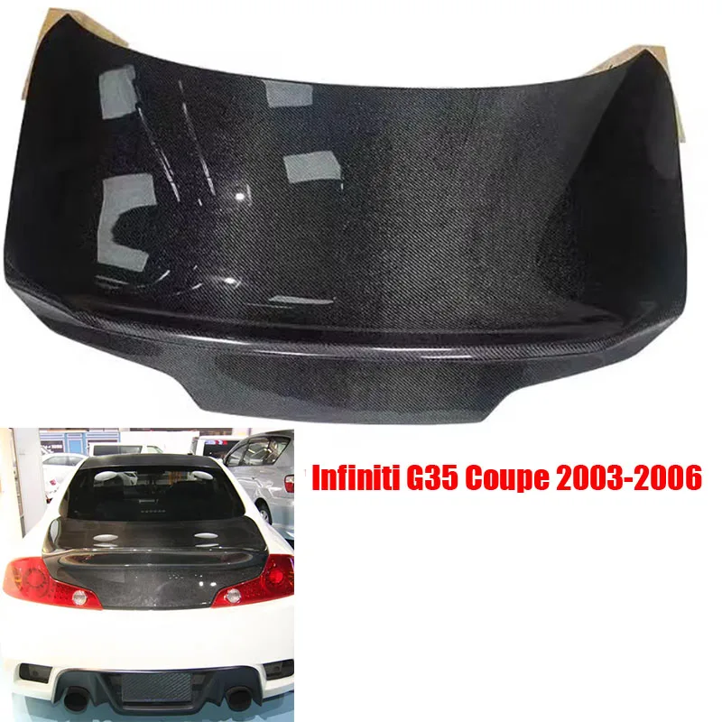 

Для Infiniti G35 Coupe 2003-2006 настоящее углеродное волокно, задняя крышка багажника автомобиля, крышка багажника, комплект кузова для стайлинга автомобиля