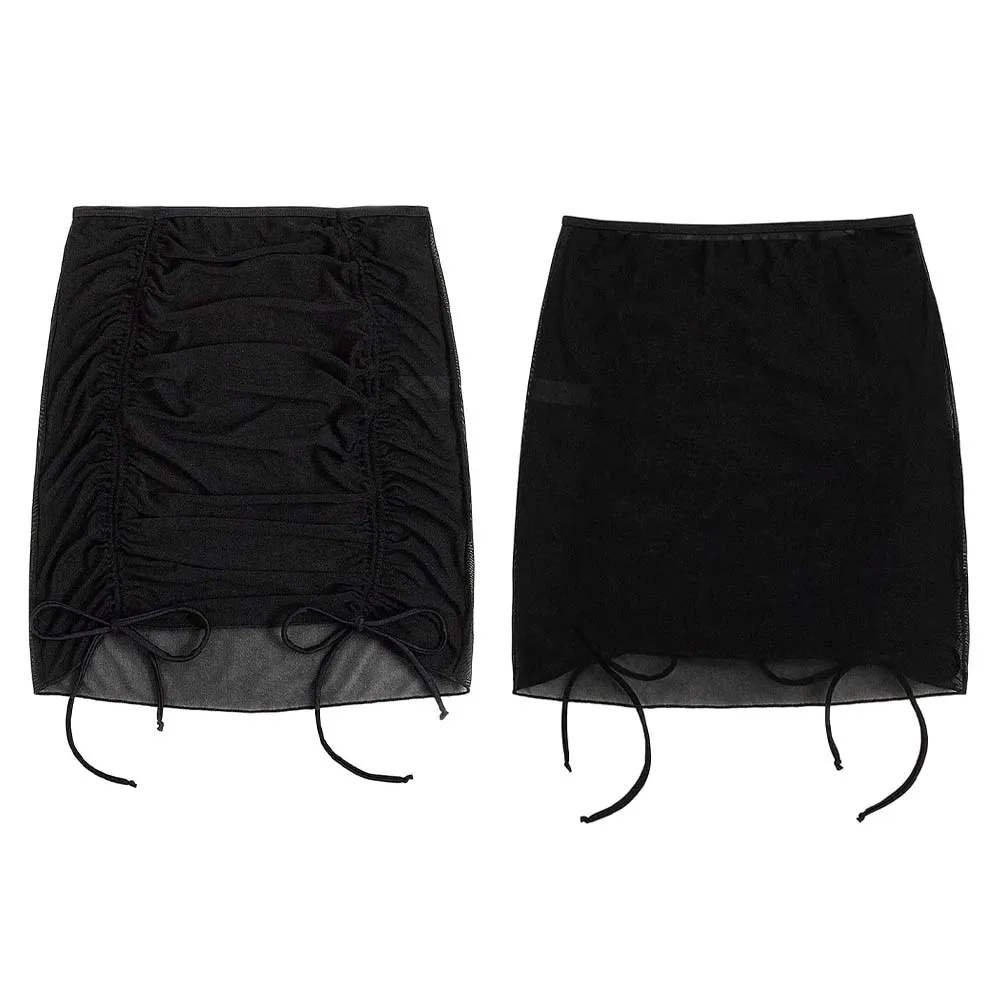 

Women Side Tie Up Swimwear See Through Lingeries Sexy Hot Pareo Beach Wear Breathable Bikinis Cover-Ups Skirts Women's Swimsuit