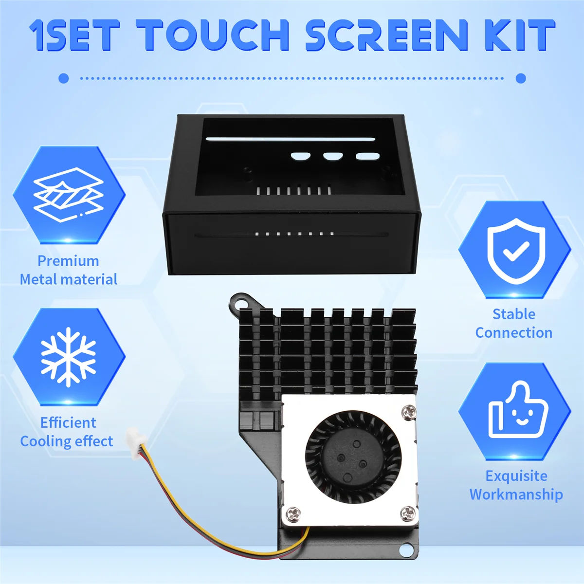 AB53 3.5 Inch Touch Screen for 5, with Metal Case and Active Cooler Black Radiator