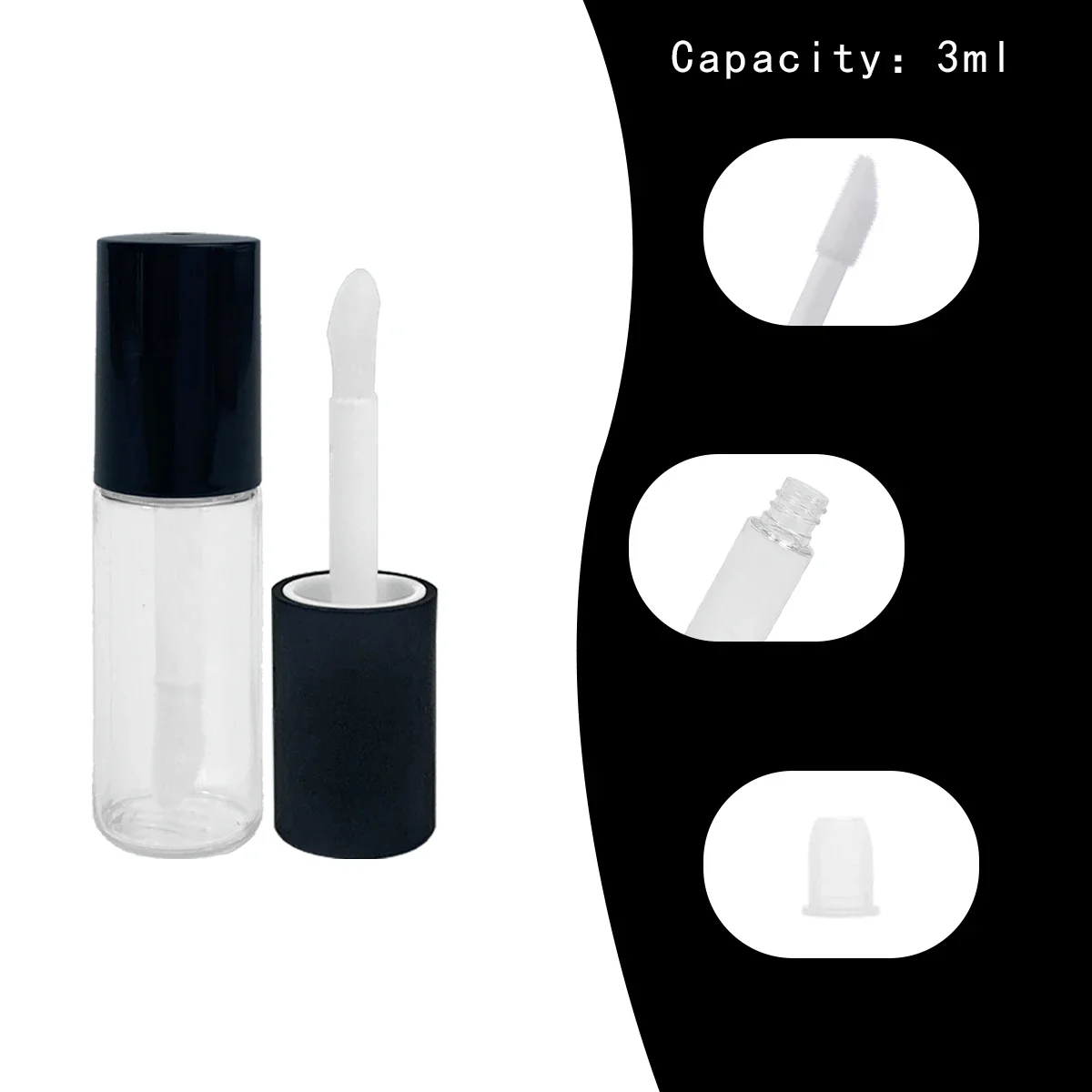 12PCS 3ML Tubo vuoto per lucidalabbra Fai da te in plastica elegante contenitore per rossetto liquido rotondo lucidalabbra campione cosmetico bottiglie riutilizzabili