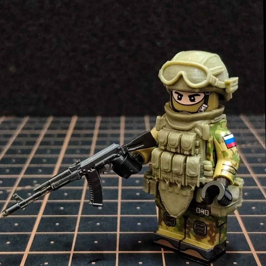 AK-74M с зелеными пехотами, строительные блоки, современный боевой набор из кирпича для минифигурок