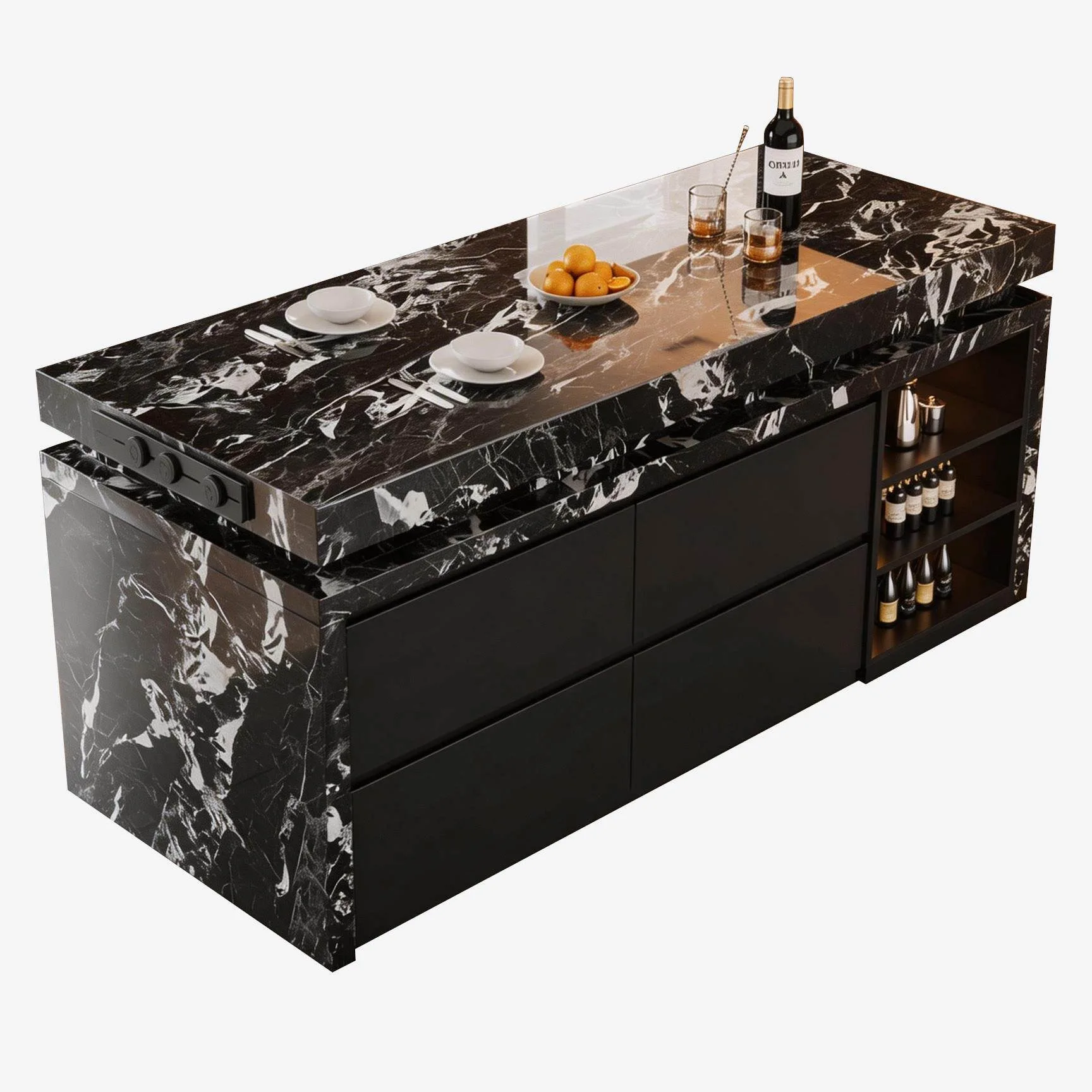 Light Luxury Marble Island Table Elegant Natural Stone Top Wear Resistant for Cafe Club & Household Dining Area