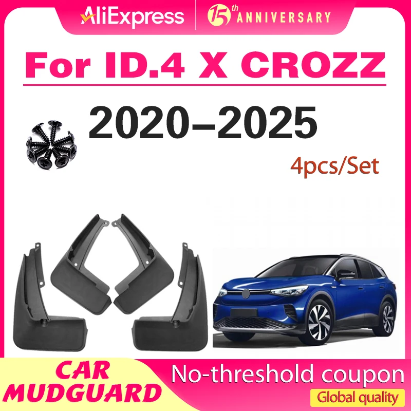 

4x For VW ID.4 X CROZZ ID.5 ID4 ID5 EV 2020-2025 Mud Flaps Splash Guard Mudguards MudFaps Front Rear Fender Car Styling