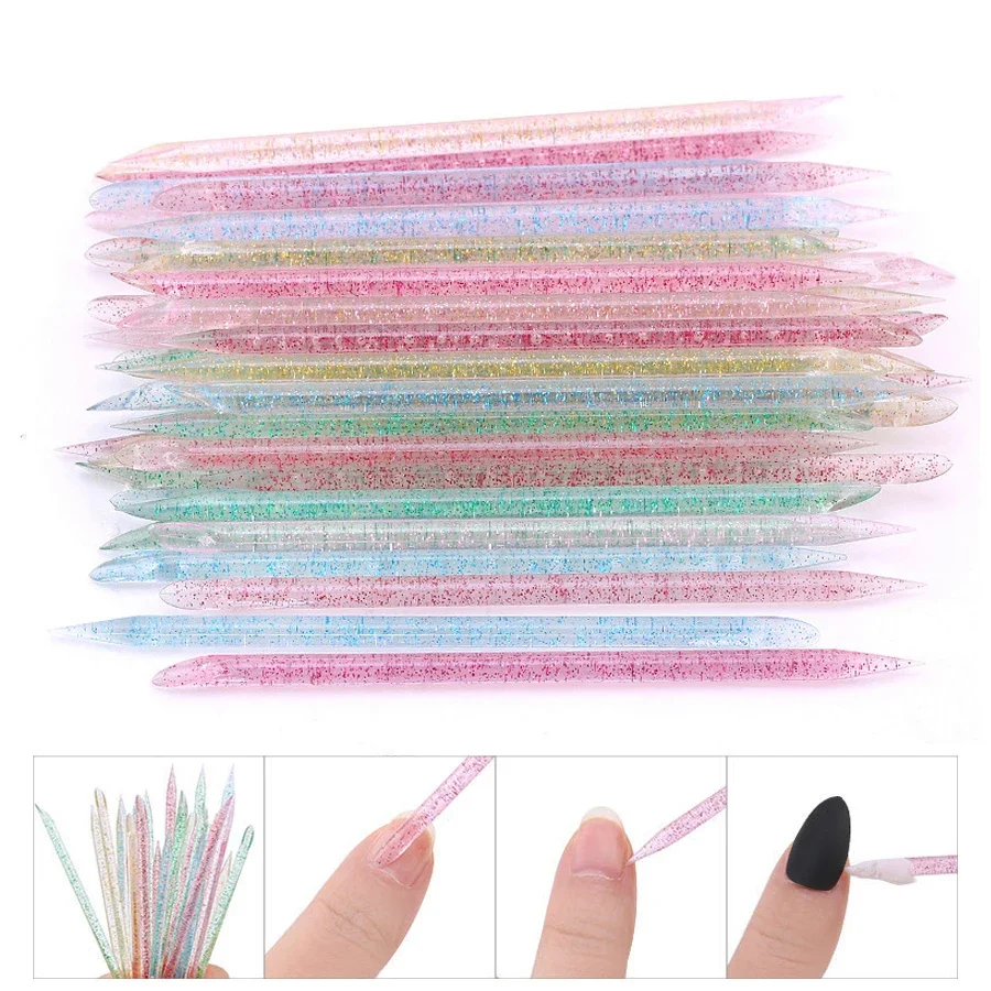 10/50/100 pièces bâton de cristal réutilisable Double extrémité Nail Art poussoir à cuticules outil de retrait de cuticules pédicure soins des ongles outils de manucure