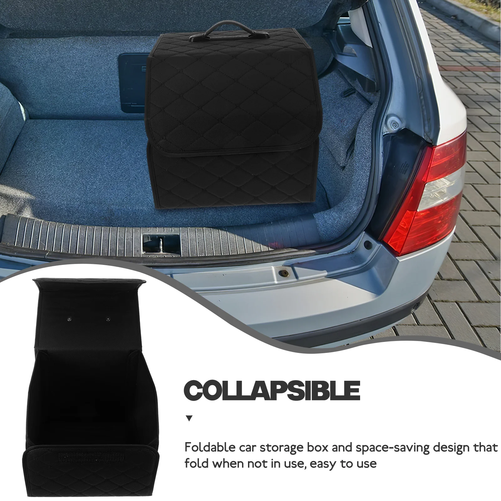 

Durable Car Trunk Organizer Foldable Design Large Capacity Space Saving Easy Carry Reinforced Handle Portable Suv Storage