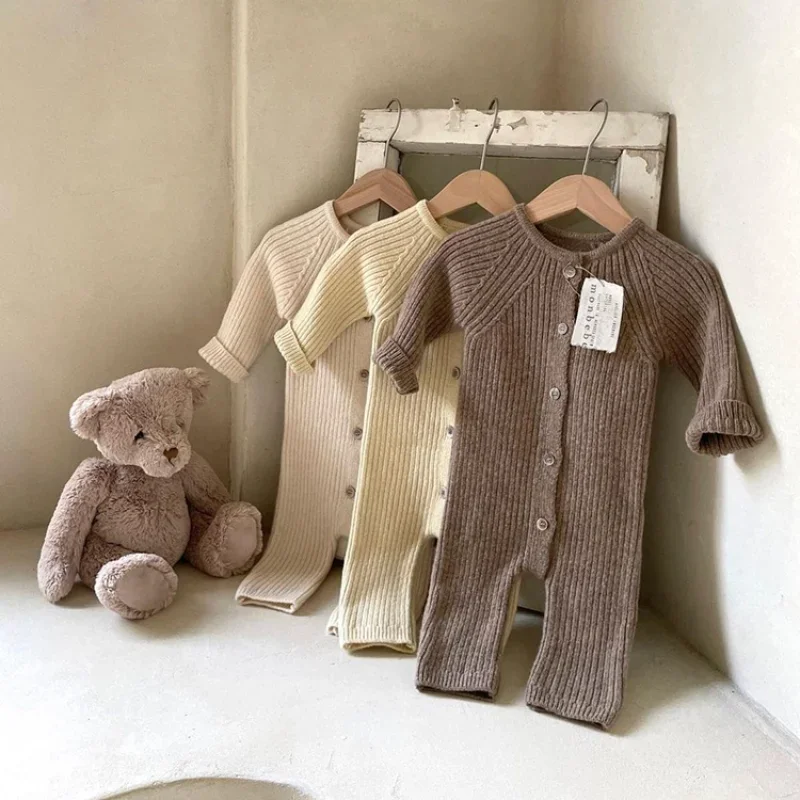 0-24M Newborn Kid Baby Boys Girls Winter Clothes Knit Warm Baby Romper Thick Jumpsuit Sweater Romper New Born Outfit B603