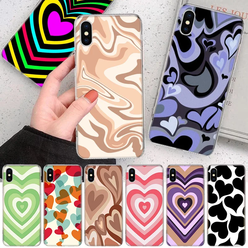 Purple Heart Swirl Soft Phone Case For IPhone 11 13 16 Pro MAX 15 + 14 Plus 12 Mini X XS Apple 8 7 SE Fundas Coque 11 12 13 14 P