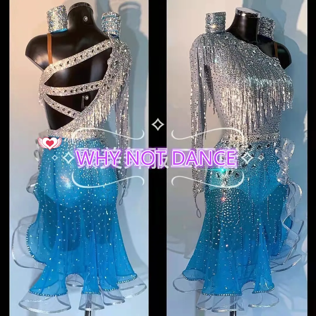 

WHYNOT DANCE Customized Latin Rumba Dance Competition Tube Bead Fringe Dress Fast Free shipping