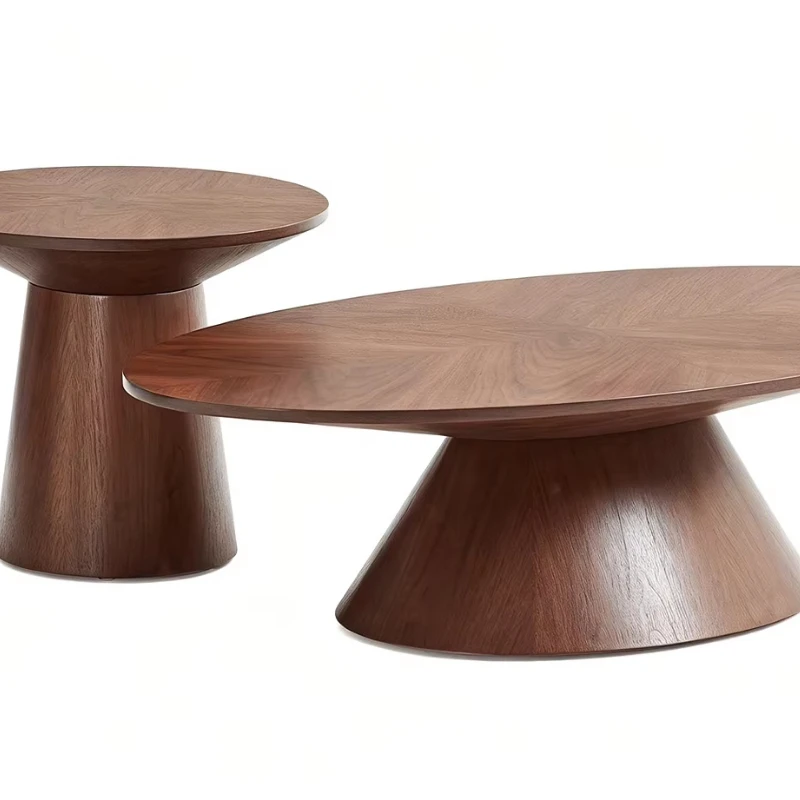 Walnut nested coffee table set for hotels and offices