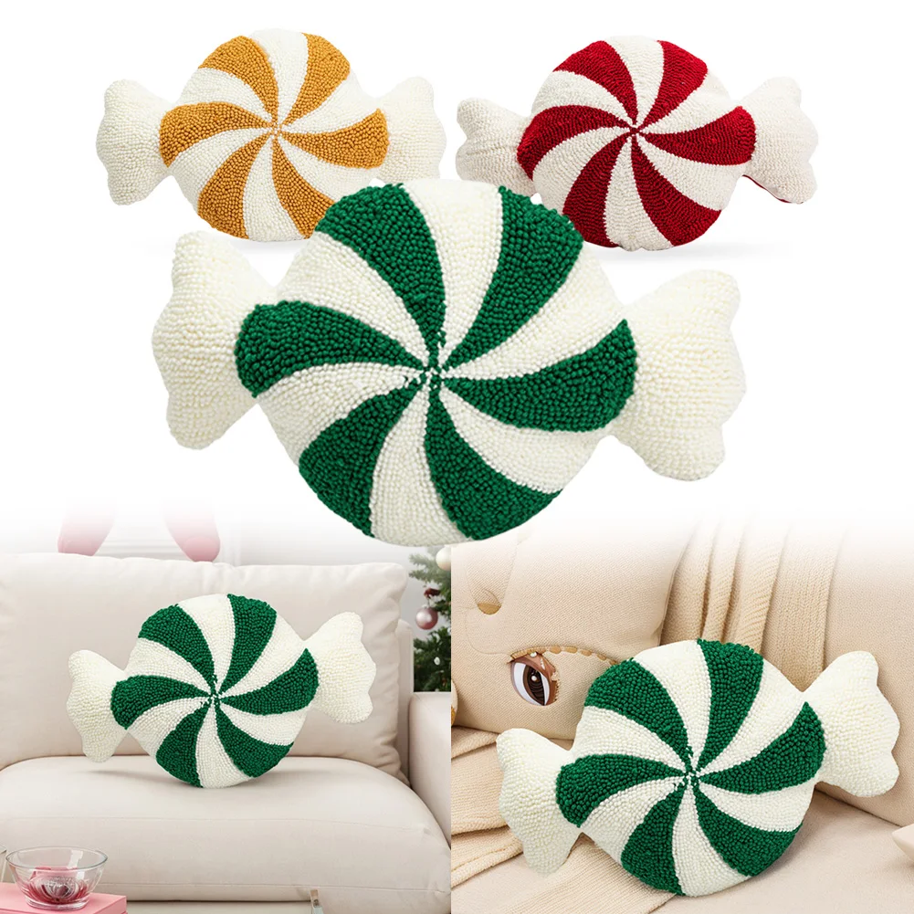 Christmas Decorative Festive Pillow Soft Spiral Candy Shaped Pillow Candy Cane Pillow for Couch Sofa Bed