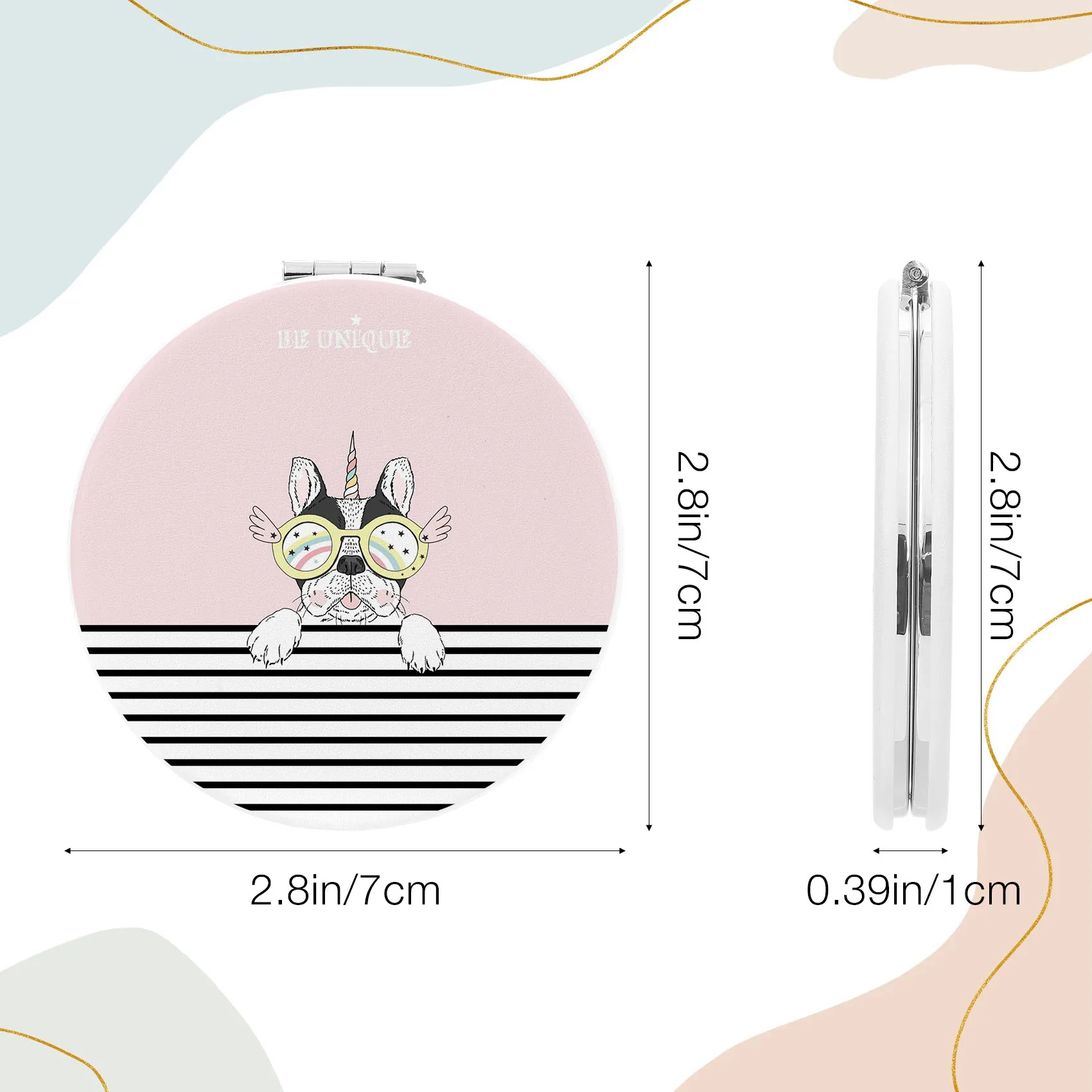 กระจกแต่งหน้าแบบตั้งโต๊ะ สีเรียบง่าย พกพาสะดวก กระจกแต่งหน้าแบบพกพา พับได้ สำหรับนักเรียน ขนาดกะทัดรัด น่ารัก กระจกพกพา