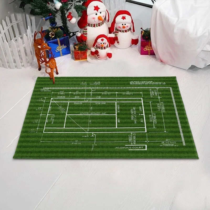 1pc Tennis Court Design Door Mat Home Decoration Bath Mat Welcome Non-Slip Entrance Rug Carpet For RV Floor Washable Welcome Mat