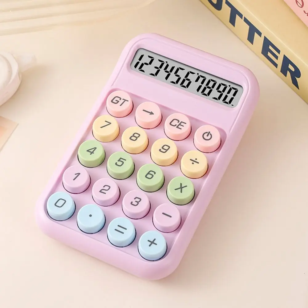 10-digit Display Electronic Calculator Gradient Color Lcd Display Desktop Calculator Anti-slip Pad Transparent Design