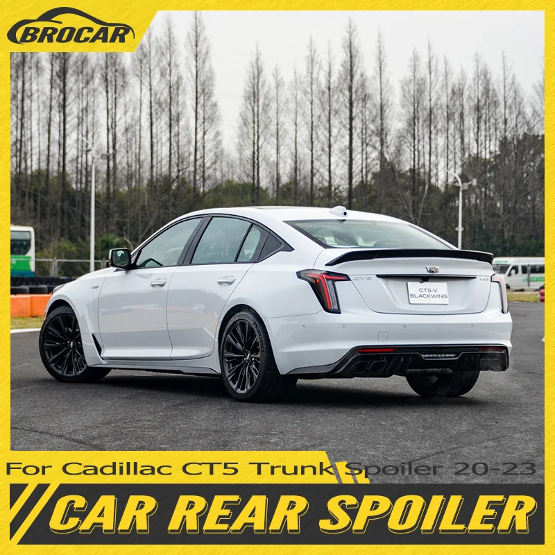 

For Cadillac CT5 Carbon Fiber look Spoiler 2020 - 2023 CT5-V BLACK WING ABS Plastic Gloss Black Spoiler Trunk Boot Wing Spoiler