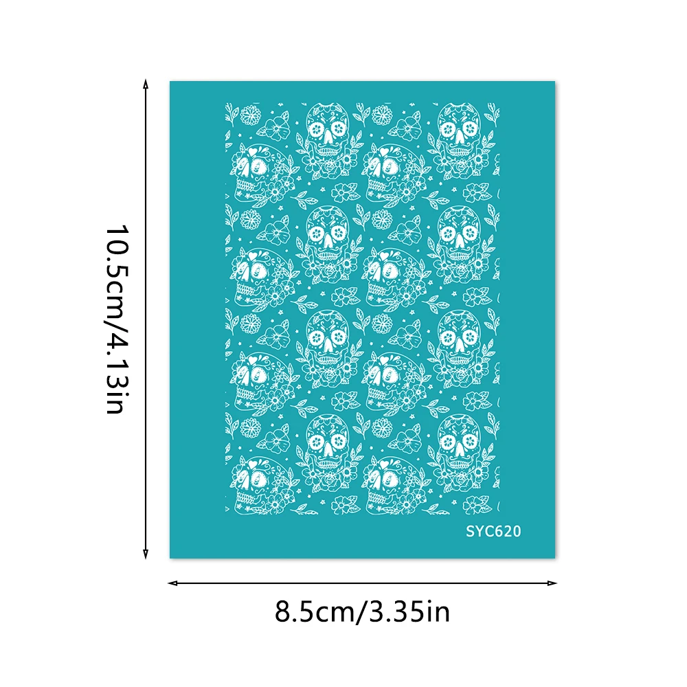 Polymer Clay Silk Screen Stencils,Reusable Sugar Skull/Spider Web Print Templates,DIY Earring Making Tool for Halloween Handmade view 4
