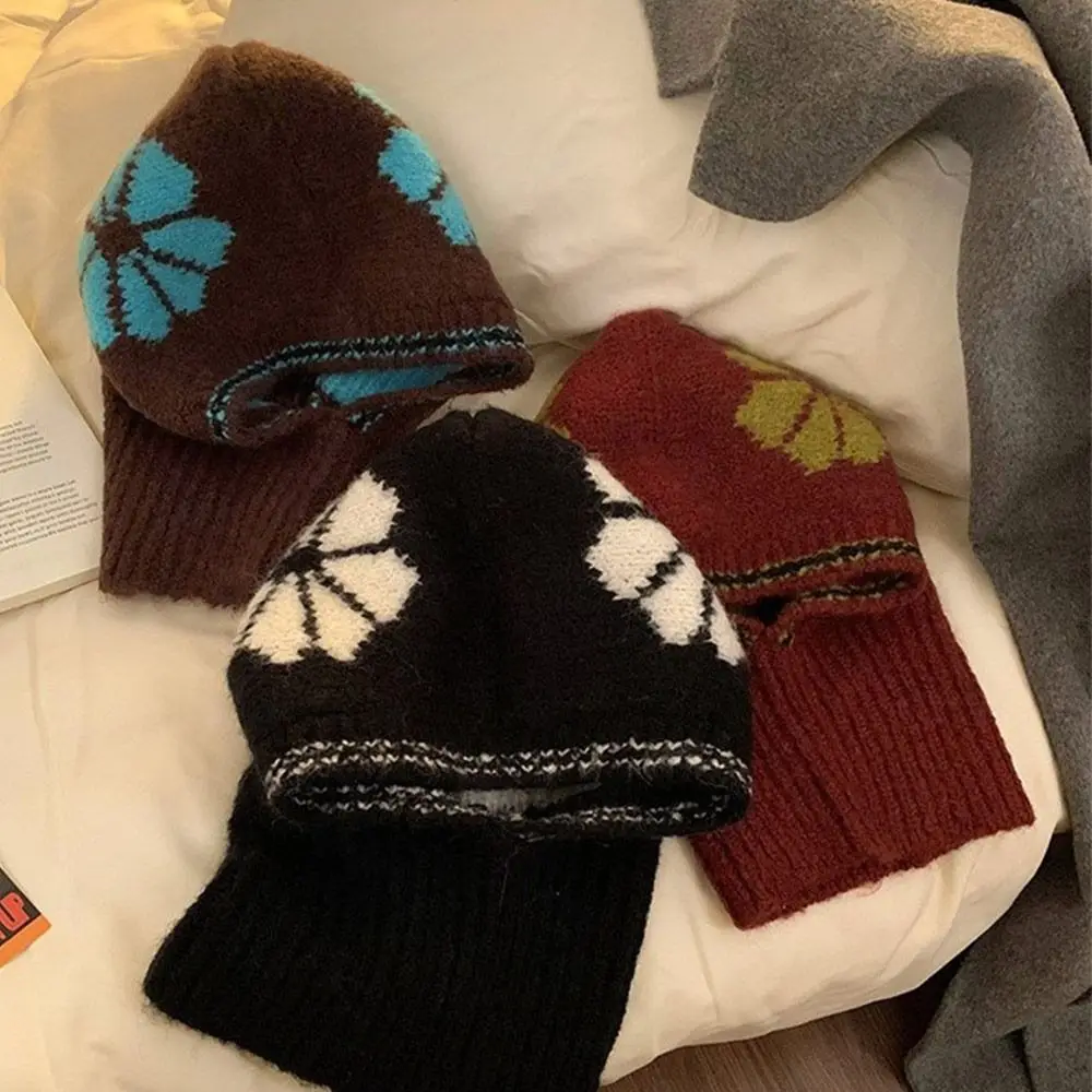 

Cold proof Knitted Balaclavas Ear Protection Windproof Headgear Beanie Hat Neck Warmer Pullover Cap Warm Neck Protection