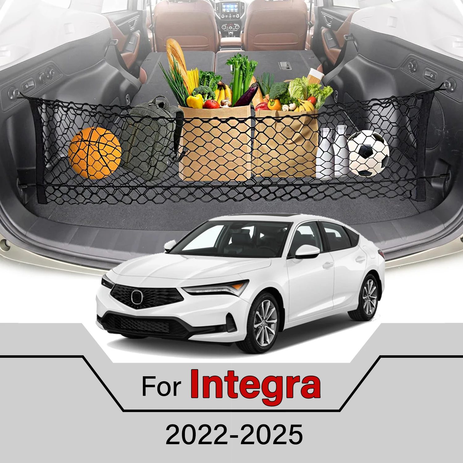 

Car Cargo Net Stretchable,Car Gadgets, Adjustable Elastic Trunk Storage Net with Hook for Acura Integra 2022-2025