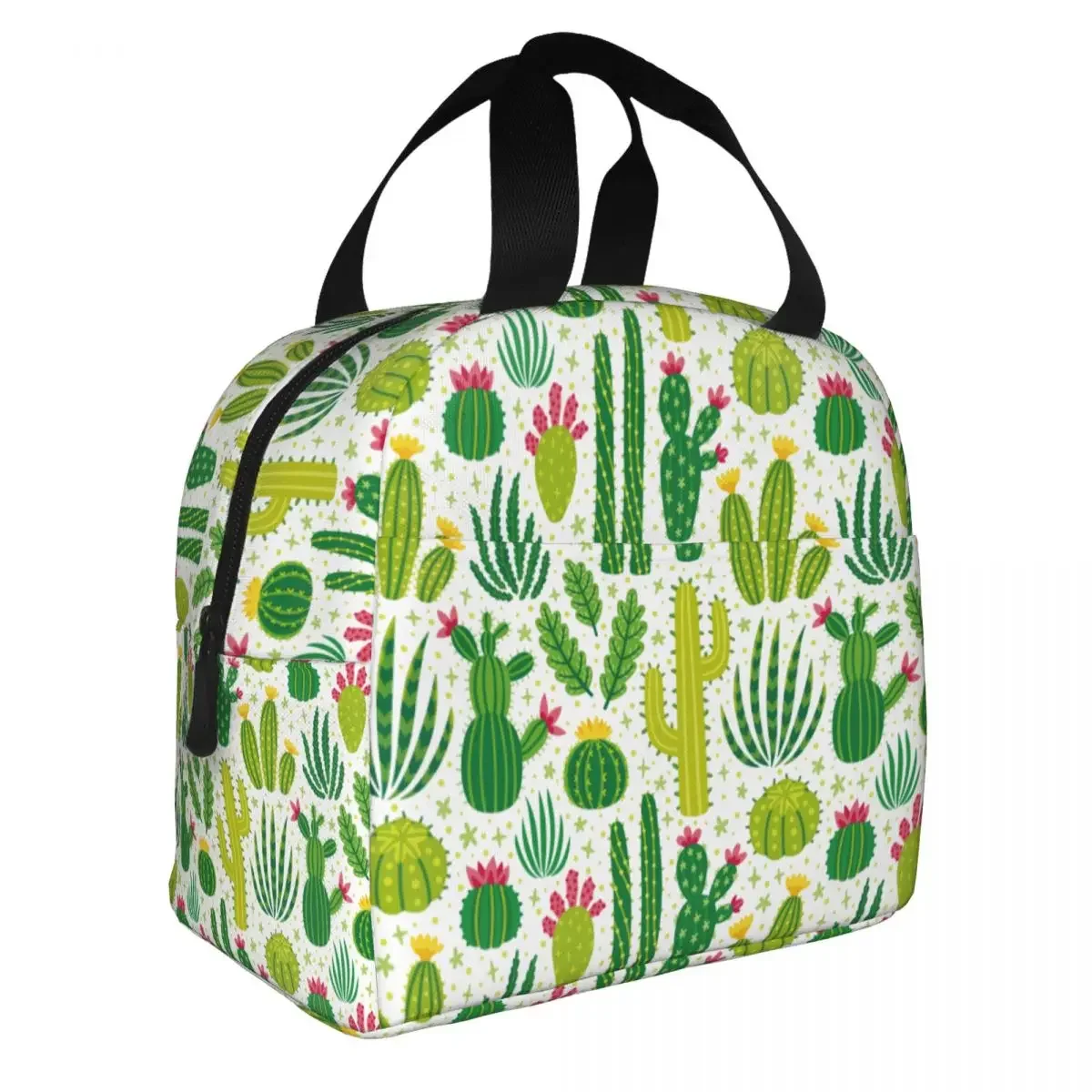 Lunch Bags for Women Kids Cactus Insulated Cooler Bag Portable Work Cute Oxford Tote Handbags