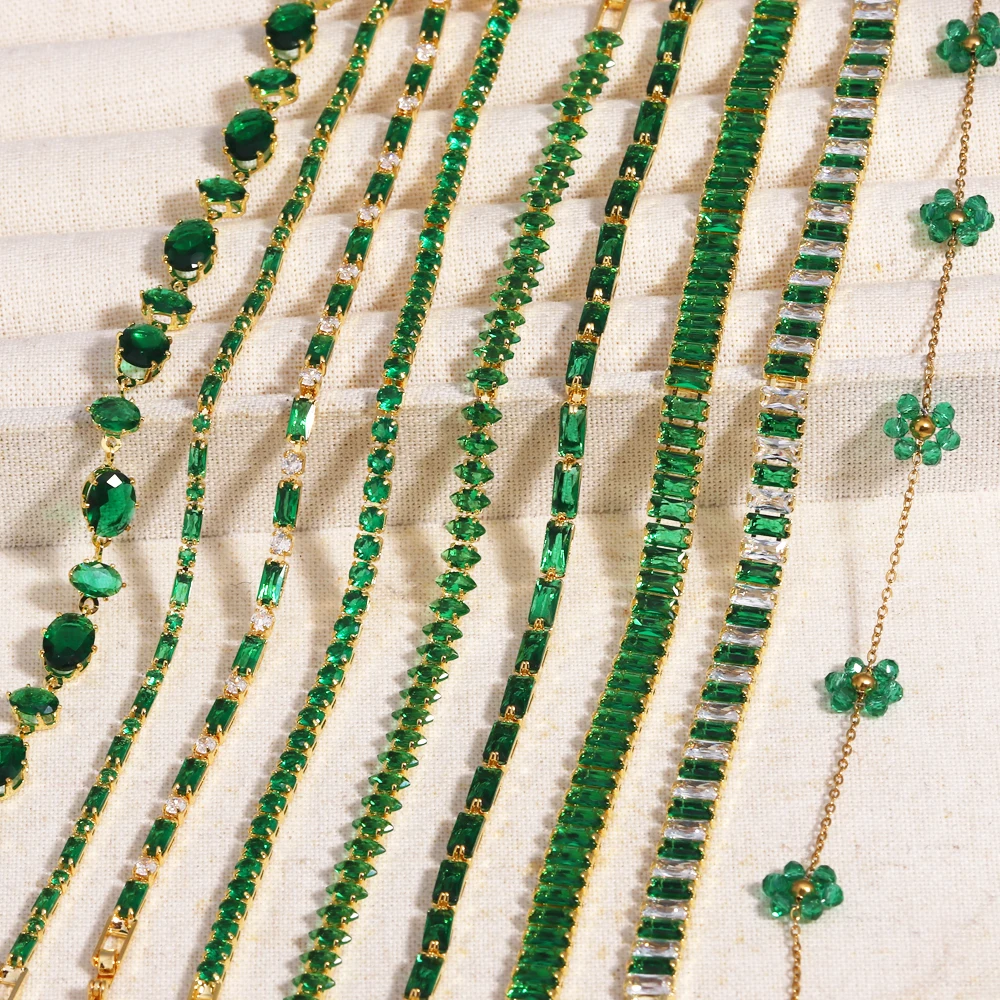 Mix Stil Grün Micro-intarsien Zirkon Tennis Armband für Frauen 2025, Neue Männer Armband Homme Schmuck Zubehör Großhandel